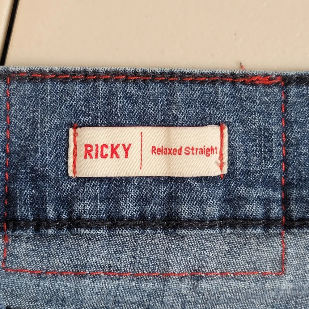 True Religion Mens Ricky Jeans Size 32x29 Blue Denim Relaxed Straight Stretch